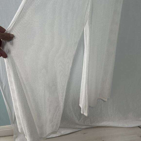 Venus Crochet Mesh Jumpsuit Swim Coverup Size Medium White Stretch Wide Leg - Picture 4 of 10